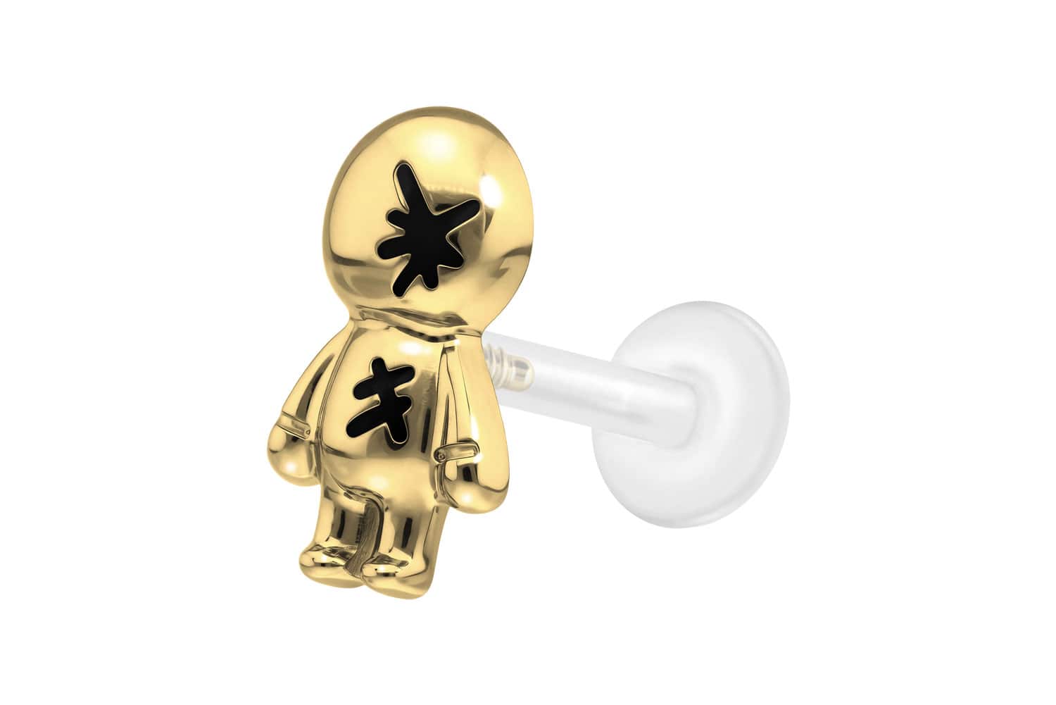 PTFE Labret Piercing mit Innengewinde + Titan-Aufsatz PUPPE